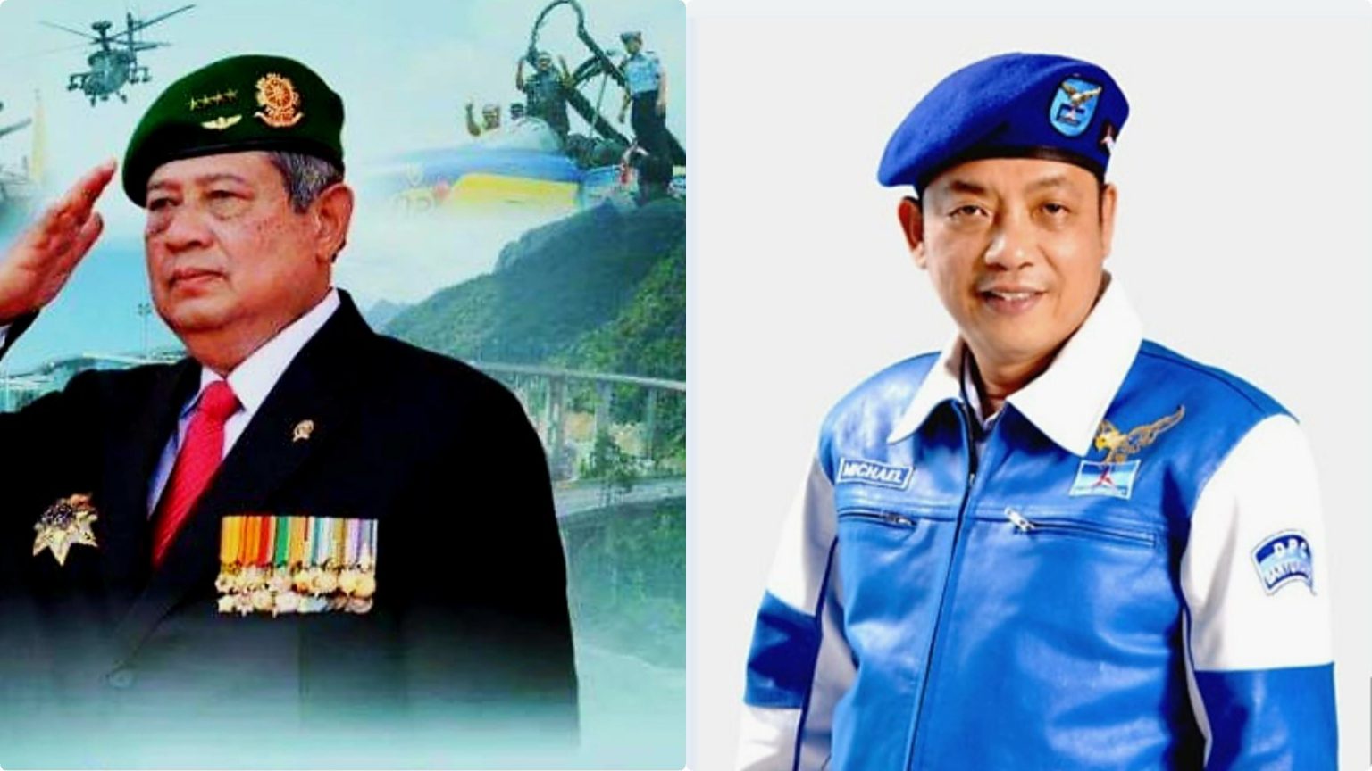 Presiden ke-6 RI, Susilo Bambang Yudhoyono (kiri), Ketua DPC Parta Demokrat, Michael Edy Hariyanto (kanan)